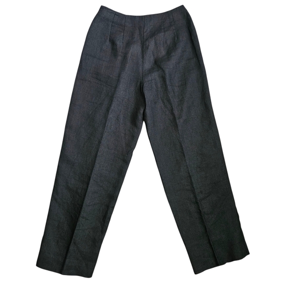 Talbots Pants Women 4 Black Irish Linen Wide Leg Relaxed Pockets Lagenlook - Picture 2 of 12